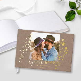 Minimalist Rustic Country Photo Wedding Guest Book
