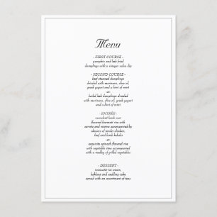 Minimalist Rustic Elegant Wedding Dinner Menu