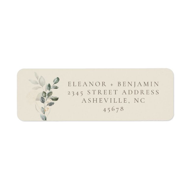 Minimalist Rustic Gold Greenery Return Address Label (Front)