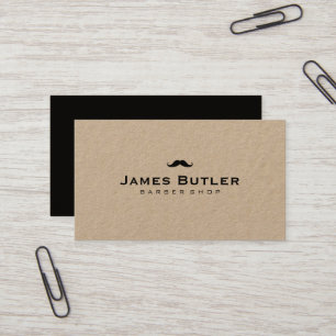 Minimalist Rustic Kraft Barber Shop Moustache Business Card