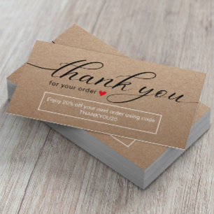 Minimalist Rustic Kraft Business Thank You Card
