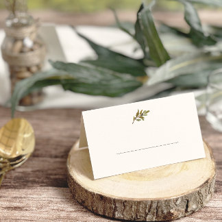 Minimalist Rustic Olive Branch Wedding Folded Place Card