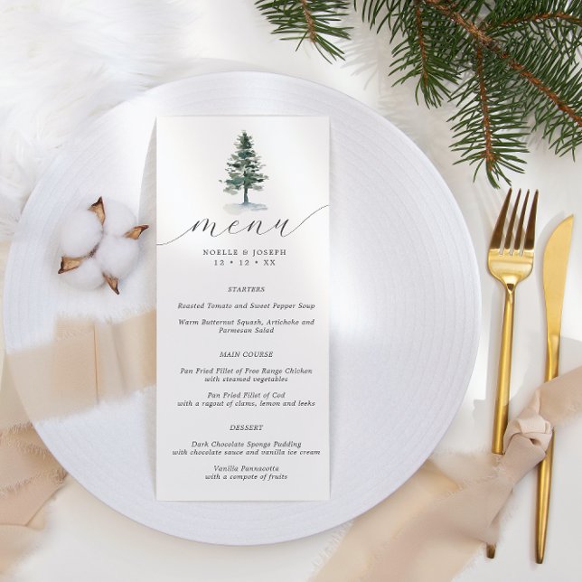 Minimalist Rustic Pine Tree Wedding Menu (Creator Uploaded)
