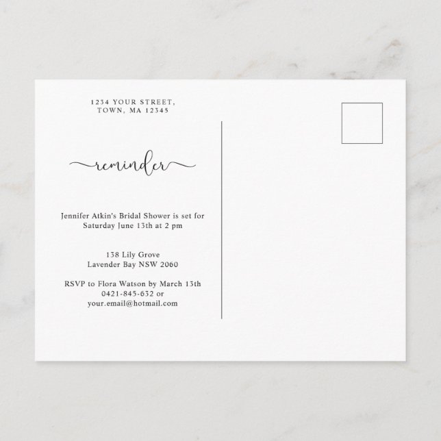 Minimalist Rustic RSVP Invitation Postcard (Back)