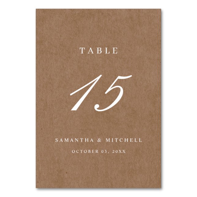 Minimalist Rustic Vintage Table Number (Front)
