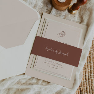 Minimalist Rustic Wedding Brown Invitation Belly Band