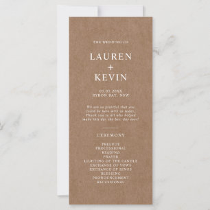 Minimalist Rustic Wedding Ceremony Program