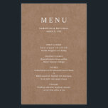 Minimalist Rustic Wedding menu card<br><div class="desc">Designed to coordinate with our Minimalist Rustic Collection, this customizable wedding menu card features a white classic font on a kraft effect background. This is a simple and minimalist rustic collection, very versatile and suitable for any wedding season. For more advanced customisation of this design, e.g. changing layout, font or...</div>