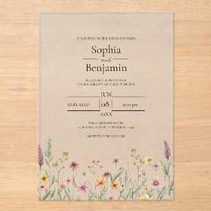 Minimalist Rustic Wildflower Wedding Invitation