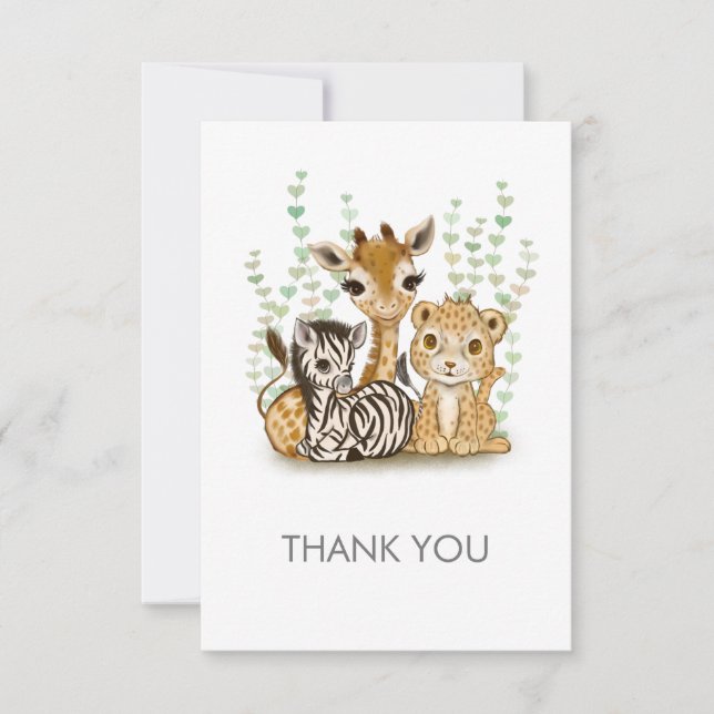 Minimalist Safari Flat Thank You Card (Front)