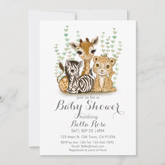 Minimalist Safari  Themed Baby Shower Invitation (Front)