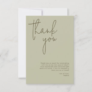 Minimalist Sage Bridal Shower Thank You Card