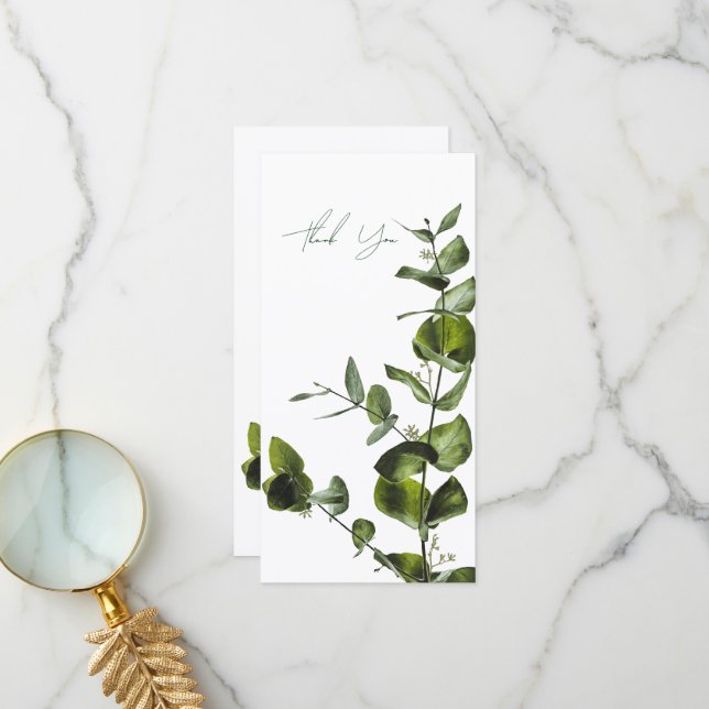 Minimalist Sage Eucalyptus Tall Thank You Card (Front/Back In Situ)