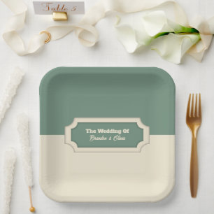 Minimalist Sage Green and Cream Formal Paper Plate