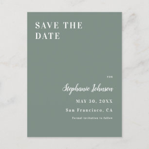 Minimalist Sage Green and White Bridal Shower Announcement Postcard