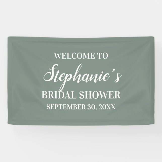 Minimalist Sage Green and White Bridal Shower   Banner (Horizontal)