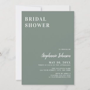 Minimalist Sage Green and White Bridal Shower      Invitation