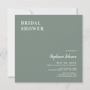 Minimalist Sage Green and White Bridal Shower      Invitation
