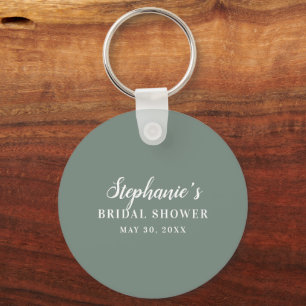 Minimalist Sage Green and White Bridal Shower      Key Ring
