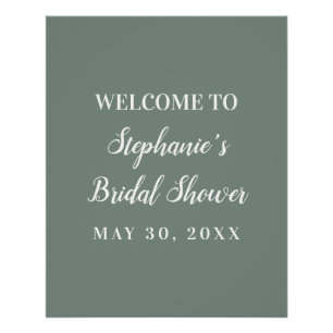Minimalist Sage Green and White Bridal Shower Poster