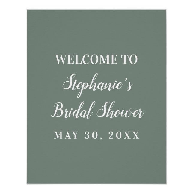 Minimalist Sage Green and White Bridal Shower      Poster (Front)