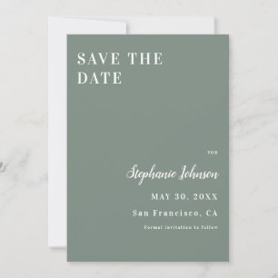 Minimalist Sage Green and White Bridal Shower Save The Date