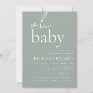 Minimalist Sage Green Baby Shower Invitation