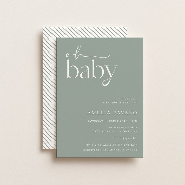 Minimalist Sage Green Baby Shower Invitation (Creator Uploaded)