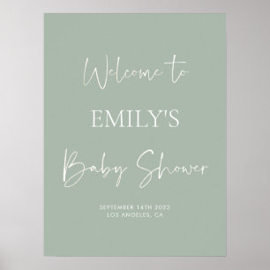 Minimalist Sage Green Baby Shower Welcome Sign
