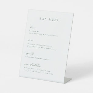 Minimalist Sage Green Bar Menu List Pedestal Sign