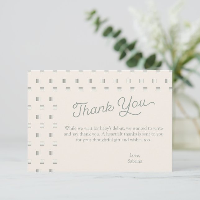Minimalist Sage Green Boho  Thank You Card (Standing Front)