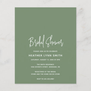 Minimalist Sage Green Budget Bridal Shower Invite