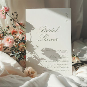 Minimalist Sage Green Calligraphy Bridal Shower Invitation