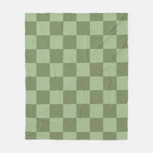 Minimalist Sage Green Chequerboard Pattern Fleece Blanket