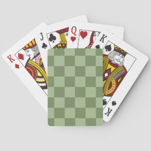 Minimalist Sage Green Chequerboard Pattern Playing Cards
