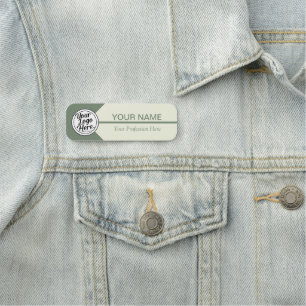 Minimalist Sage Green Cream Business Name Tag
