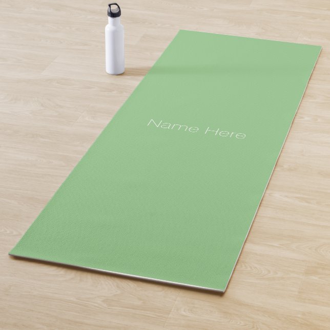 Minimalist sage green custom name monogram yoga mat (In Situ)