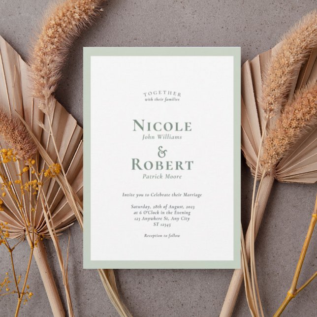 Minimalist Sage Green Elegant Wedding Invitation (Creator Uploaded)