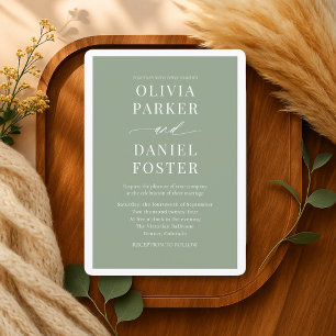Minimalist Sage Green Elegant Wedding Invitation