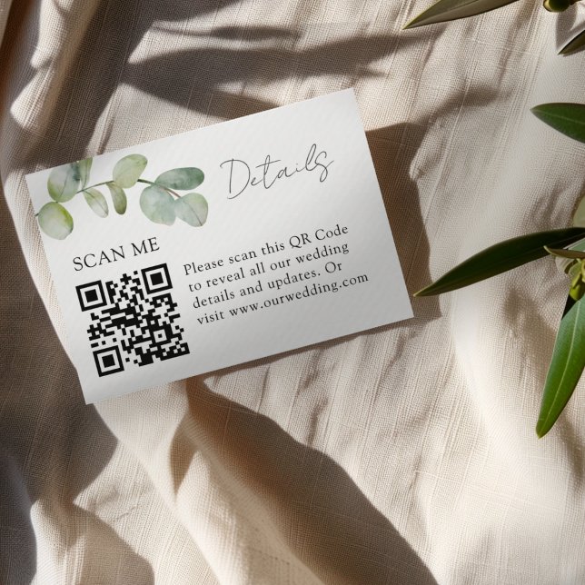 Minimalist Sage Green Eucalyptus Wedding Details Enclosure Card (Creator Uploaded)