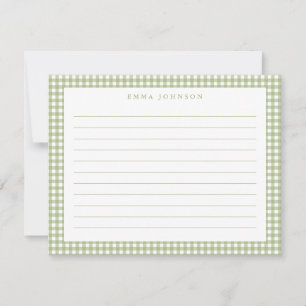 Minimalist Sage Green Gingham Plaid Lined Card