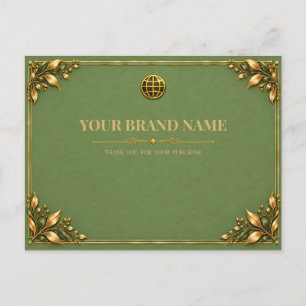 Minimalist Sage Green Gold Packing Slip Postcard