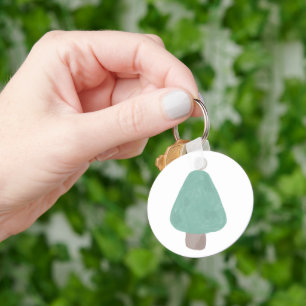 Minimalist Sage Green Hand Drawn Tree Gift Key Ring