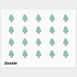 Minimalist Sage Green Hand Drawn Tree Gift Square Sticker