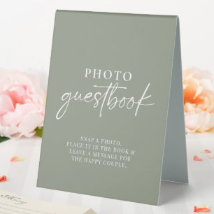 Minimalist Sage Green Modern  Photo Guestbook
