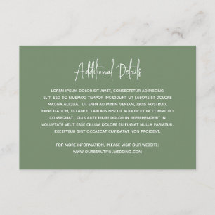 Minimalist Sage Green Modern Wedding Enclosure Card
