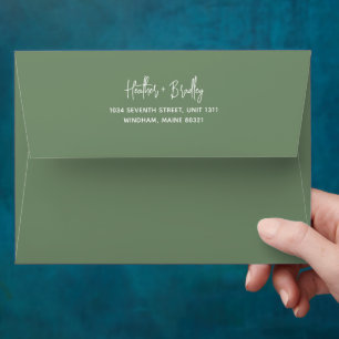 Minimalist Sage Green Modern Wedding Envelope
