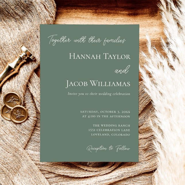 Minimalist Sage Green Modern Wedding Invitation (Creator Uploaded)