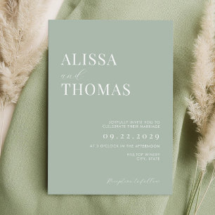 Minimalist Sage Green Modern Wedding Invitation