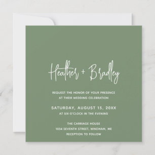 Minimalist Sage Green Modern Wedding Invitation